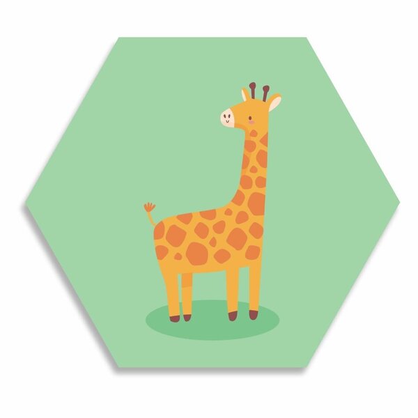 Placa Decorativa Hexagonal Girafa - 25x22 Cm
