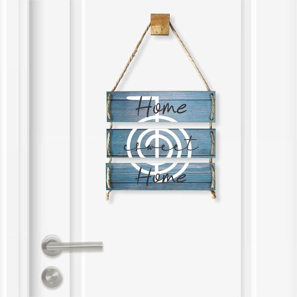 Placa Decorativa Home Sweet Home Pátina Com Corda Sisal - 40x