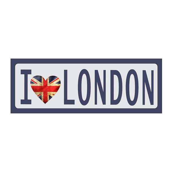 Placa Decorativa I Love London 10x30 Cm Preto