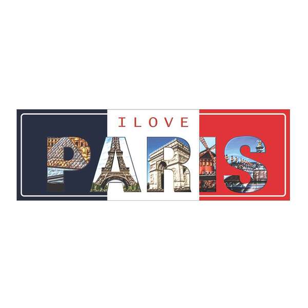 Placa Decorativa I Love Paris 10x30 Cm Preto