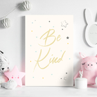 Placa Decorativa Infantil Be Kind Amarela Estrelas 20x30cm