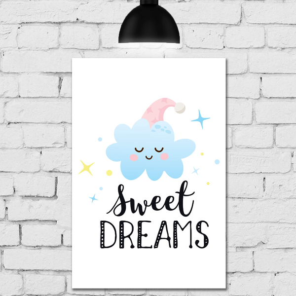 Placa Decorativa Infantil em MDF Nuvem Soneca 30x40cm