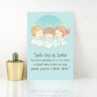 Placa Decorativa Infantil Oração Anjo da Guarda Azul 20x30cm