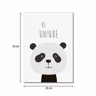 Placa Decorativa Infantil Panda Preto & Branco 20x29cm
