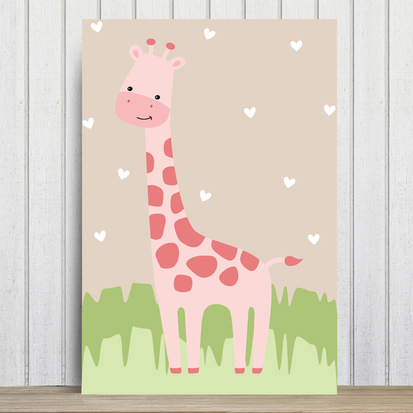 Placa Decorativa Infantil Safari Menina Girafa 20x30cm