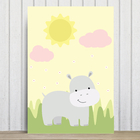 Placa Decorativa Infantil Safari Menina Hipopótamo 20x30cm