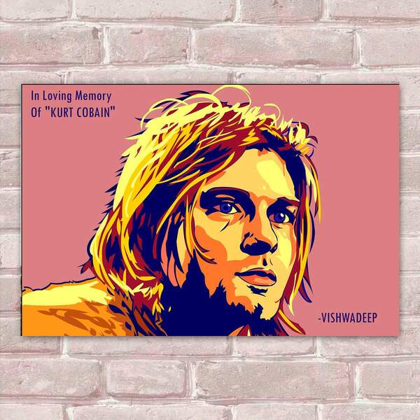 Placa Decorativa Kurt Cobain 1 Mdf 30x45cm