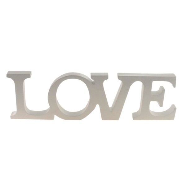 Placa Decorativa Letreiro Love Resina 12x40x2 Grande Branco