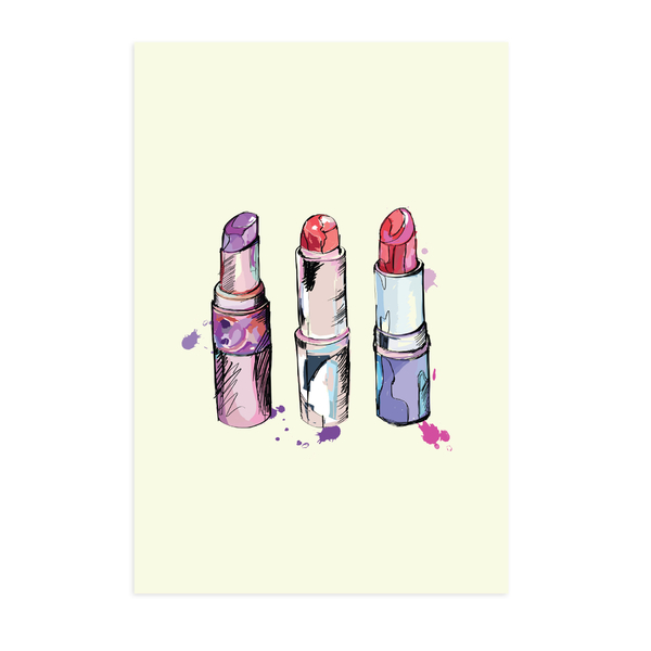 Placa Decorativa Maquiagem Batons Trio 20x30cm