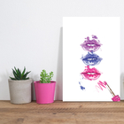 Placa Decorativa Maquiagem Bocas Trio 20x30cm