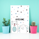 Placa Decorativa MDF Animais Amigos Urso 20x30cm