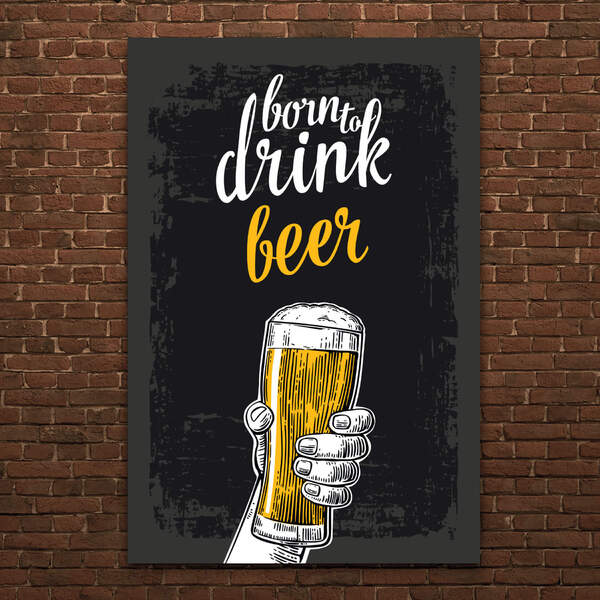 Placa Decorativa MDF Cerveja Born to Drink 30x40