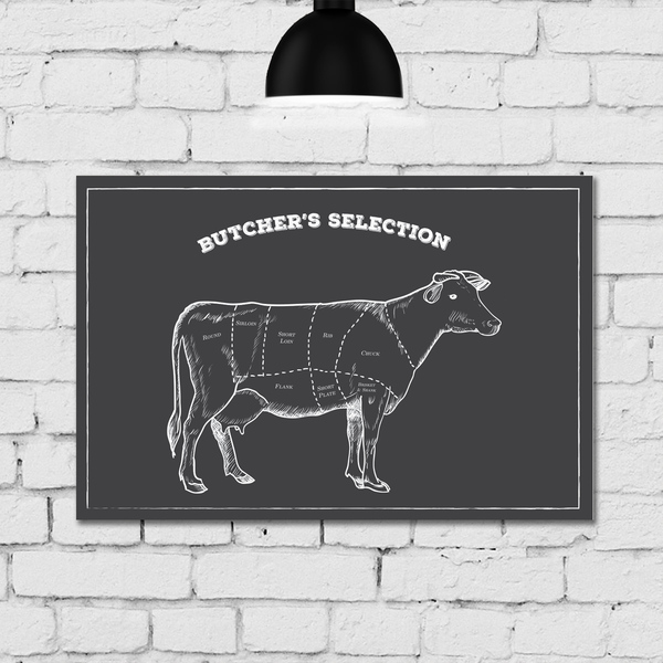 Placa Decorativa MDF Churrasco Cortes de Boi