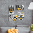 Placa Decorativa MDF Cidades Detalhe Amarelo Kit 4un 30x40