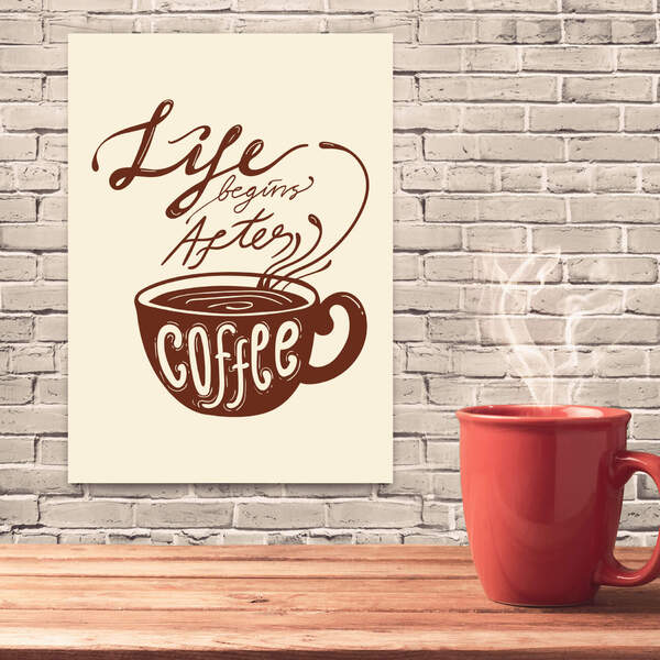 Placa Decorativa MDF Frase After Coffee 30x40