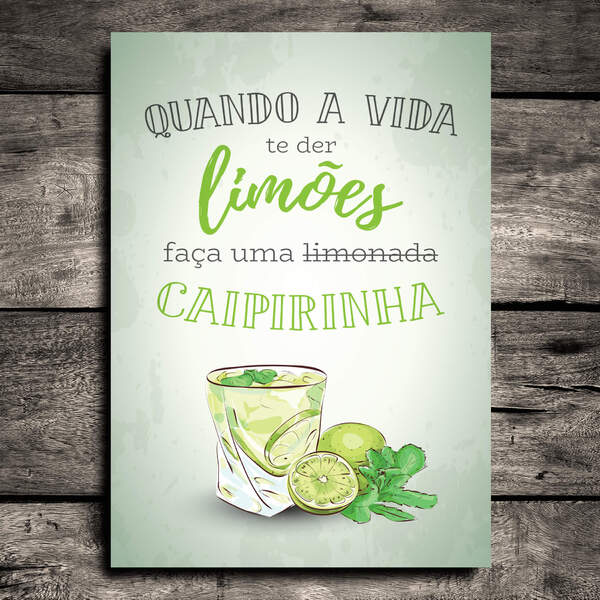 Placa Decorativa MDF Frase Caipirinha
