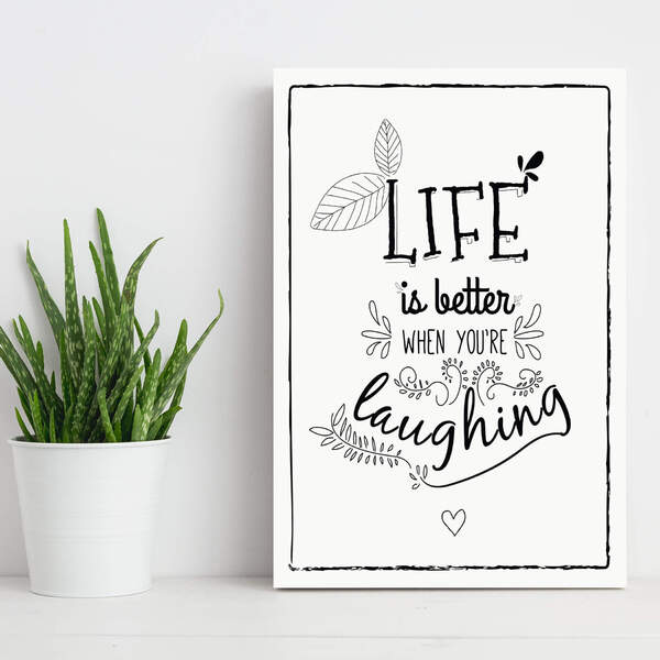 Placa Decorativa MDF Frase Life Laughing 30x40