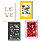Placa Decorativa MDF Frases Sala Cozinha Kit 4un 20x30cm
