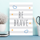 Placa Decorativa MDF Infantil Be Brave Azul 20x30cm