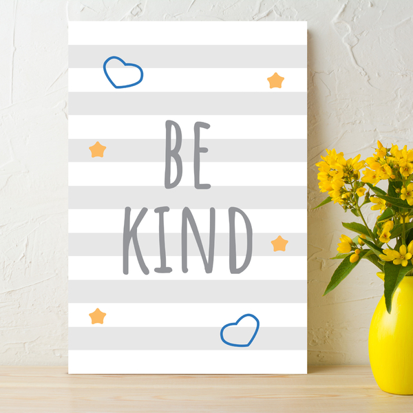 Placa Decorativa MDF Infantil Be Kind Azul 30x40cm