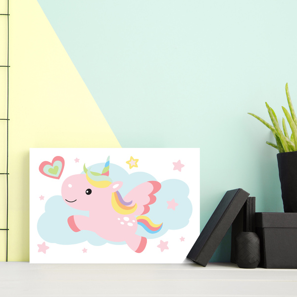 Placa Decorativa MDF Infantil Unicornio Nuvem