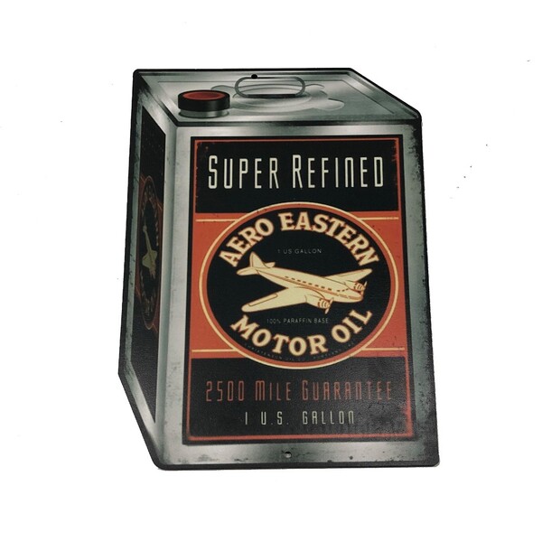 Placa Decorativa Mdf Lata Quadrada 45x30cm Avião Motor Preta