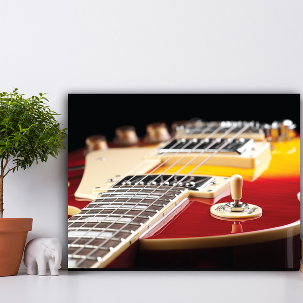Placa Decorativa MDF Música Guitarra Vermelha 20x30cm