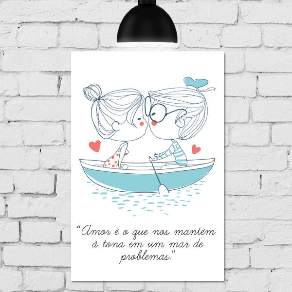 Placa Decorativa MDF Namorados no Barco