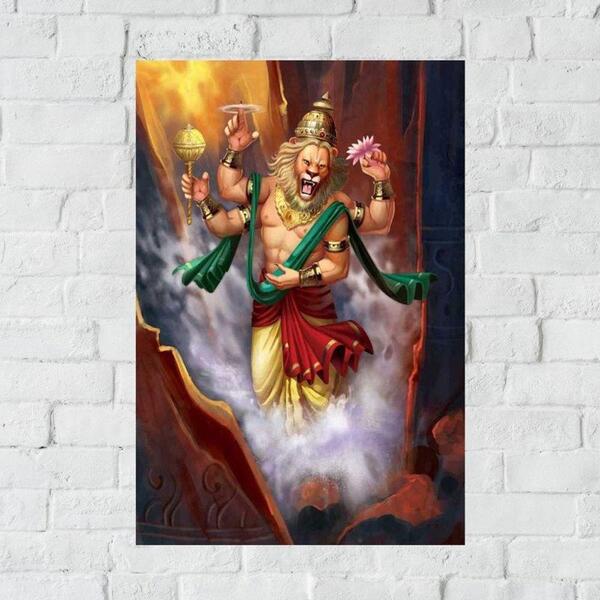 Placa Decorativa Mdf Narasimha Tamanho 20x27cm