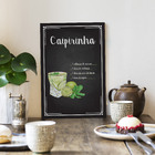 Placa Decorativa MDF Receitas de Drink Caipirinha 30x40