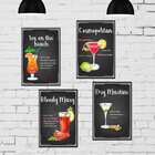 Placa Decorativa MDF Receitas Drinks com Vodka Kit 4un 30x40