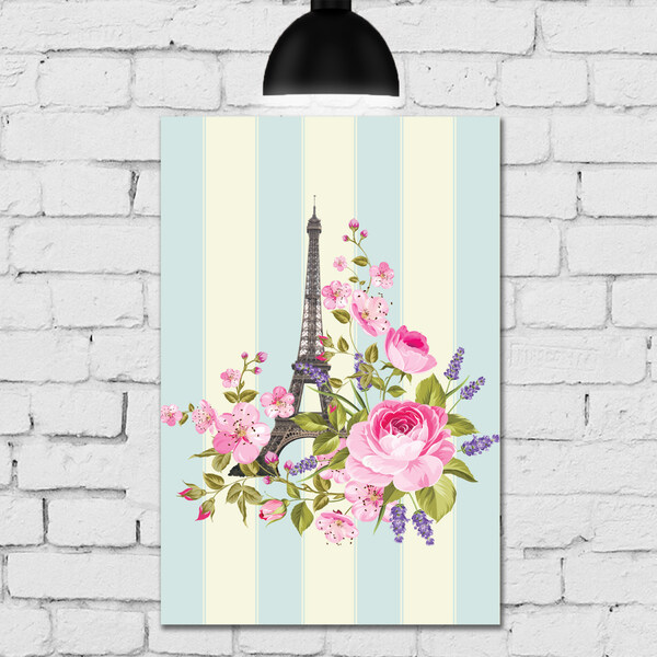 Placa Decorativa MDF Torre Eiffel Retrô 30x40