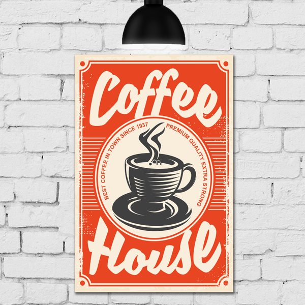 Placa Decorativa MDF Vintage Café 30x40