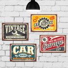 Placa Decorativa MDF Vintage Garagem Kit 4un 30x40cm