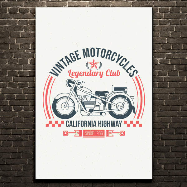 Placa Decorativa MDF Vintage Moto Club  30x40