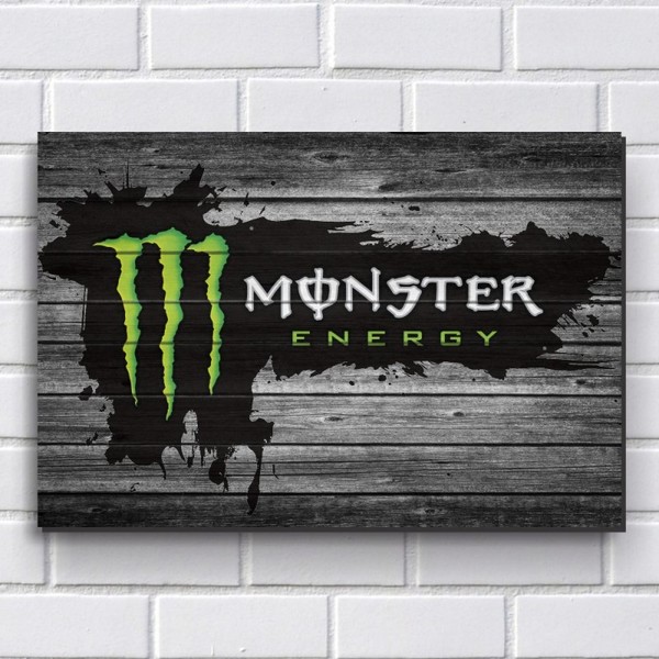 Placa Decorativa - Modelo P319 - Monster Energy 30x20cm em mdf