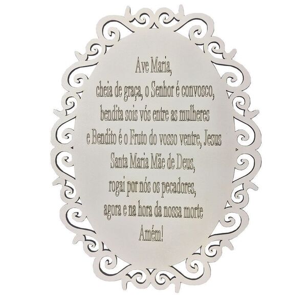 Placa Decorativa Oracao Ave Maria Com Arabesco 25x19 Mdf 3mm