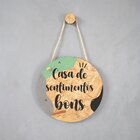 Placa Decorativa Osb Com Corda Sisal Casa De Sentimentos Bons