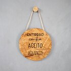 Placa Decorativa Osb Com Corda Sisal Entrego, Confio, Aceito,