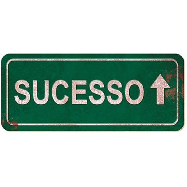 Placa Decorativa Para Pendurar Mdf 35x14,6cm Frase Sucesso