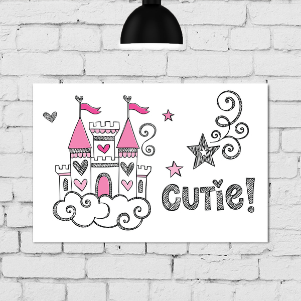 Placa Decorativa para Quarto de Menina Princesa Castelo