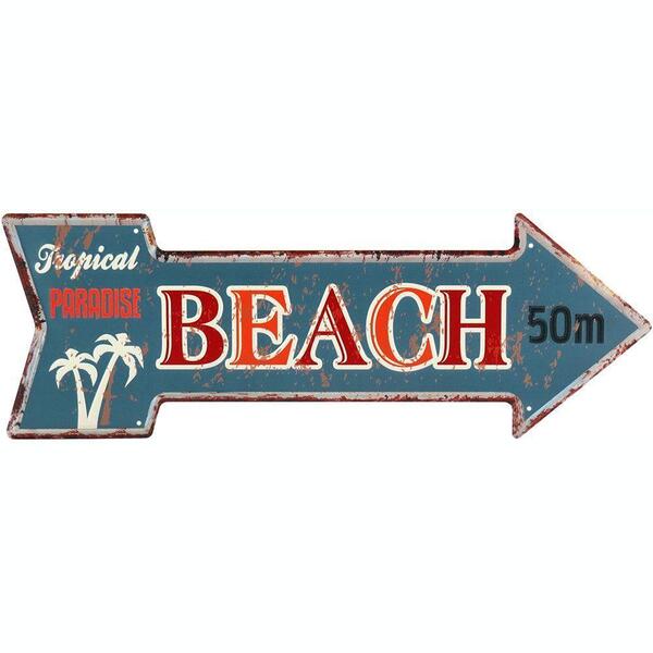 Placa Decorativa Para Sala Quarto Retro Metal Azul Seta