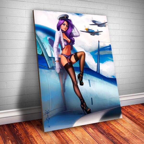 Placa Decorativa Pin-up Aeronáutica 2 Mdf 30x45cm