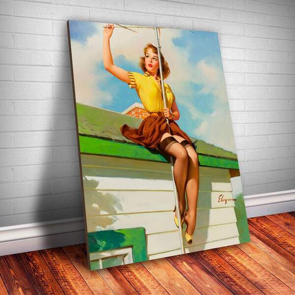 Placa Decorativa Pin-up Arrumando Antena Mdf 30x45cm