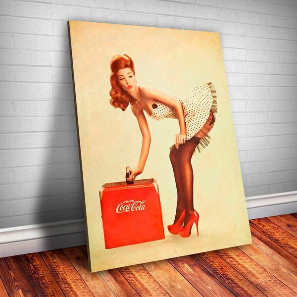 Placa Decorativa Pin-up Com Coca Cola Mdf 20x30cm