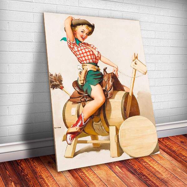 Placa Decorativa Pin-up Cowgirl Mdf 20x30cm