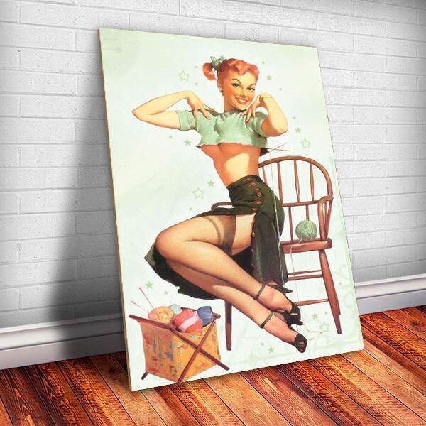Placa Decorativa Pin-up Crochê Mdf 20x30cm