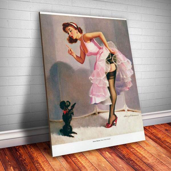 Placa Decorativa Pin-up E Cachorrinho Mdf 20x30cm