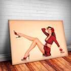 Placa Decorativa Pin-up Mulher De Vermelho Mdf 20x30cm