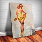 Placa Decorativa Pin-up Vestido Amarelo Mdf 30x45cm